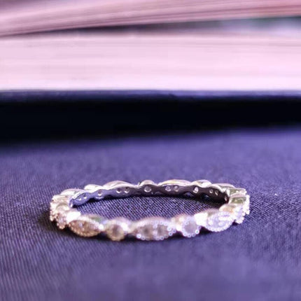 Women's Thin 925 Sterling Silver and Moissanite Ring - Wnkrs