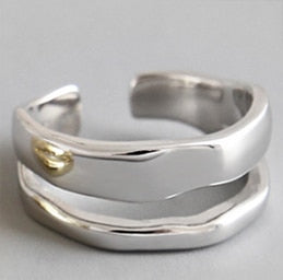 Double Layer 925 Sterling Silver Adjustable Ring - Wnkrs