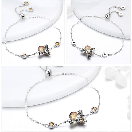 Silver Bracelet with Dancing Honey Bee Charm - wnkrs