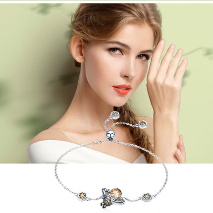 Silver Bracelet with Dancing Honey Bee Charm - wnkrs