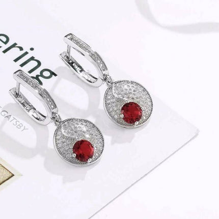 Women's Red Dot 925 Sterling Silver Necklace and Earrings Set - wnkrs