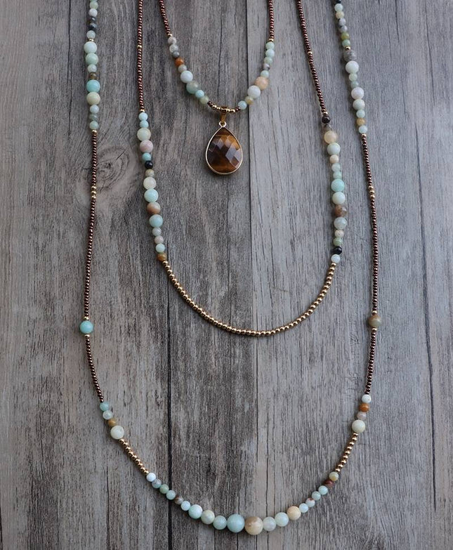 Women's Multilayered Amazonite Stone Necklace - wnkrs
