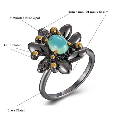 Women's Vintage Flower Shaped Ring and Earrings Jewelry Set - Wnkrs