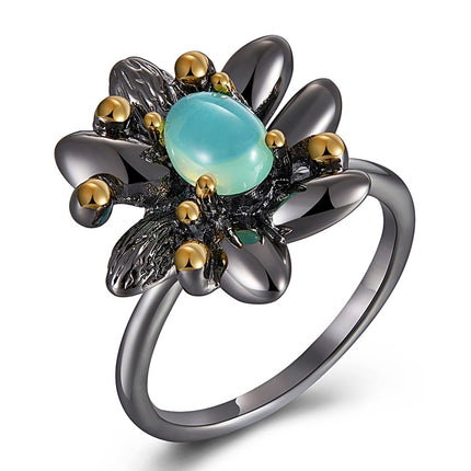 Women's Vintage Flower Shaped Ring and Earrings Jewelry Set - Wnkrs