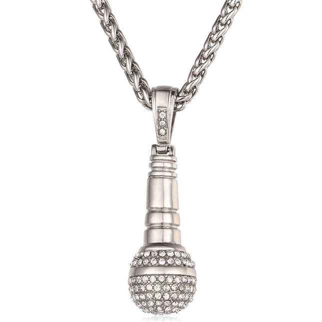 Iced Out Microphone Pendant Necklace - Wnkrs