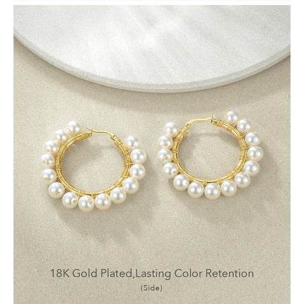 Women’s Elegant Pearls Hoop Earrings - Wnkrs