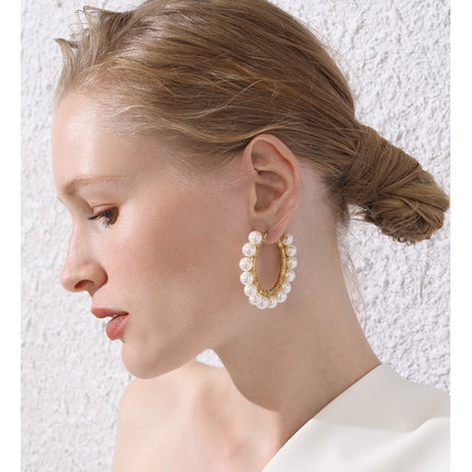 Women’s Elegant Pearls Hoop Earrings - Wnkrs
