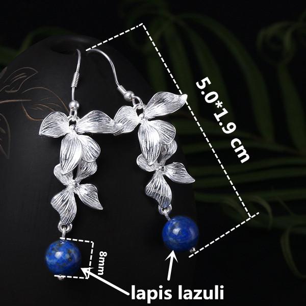 Elegant Long Magnolia Flower Shaped Silver Drop Earrings - Wnkrs