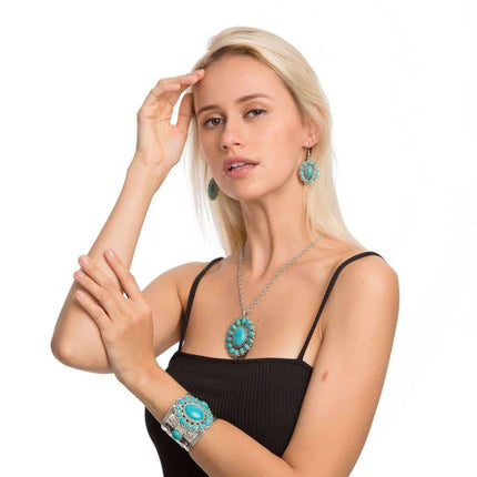 Women's Turquoise Necklace and Earrings Set - Wnkrs