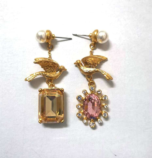 Luxury Vintage Pearl Crystal Dove Earrings For Women - Wnkrs