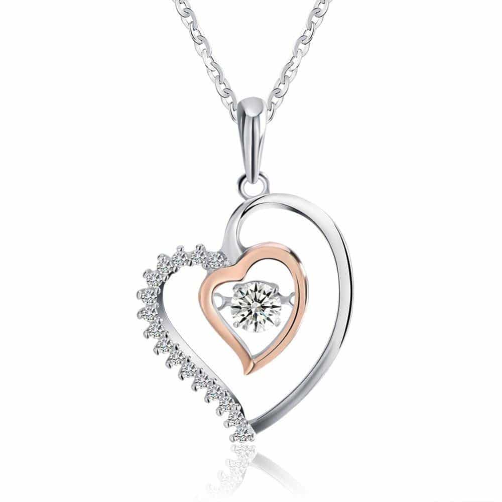 Silver Heart Shaped Pendant Necklace
