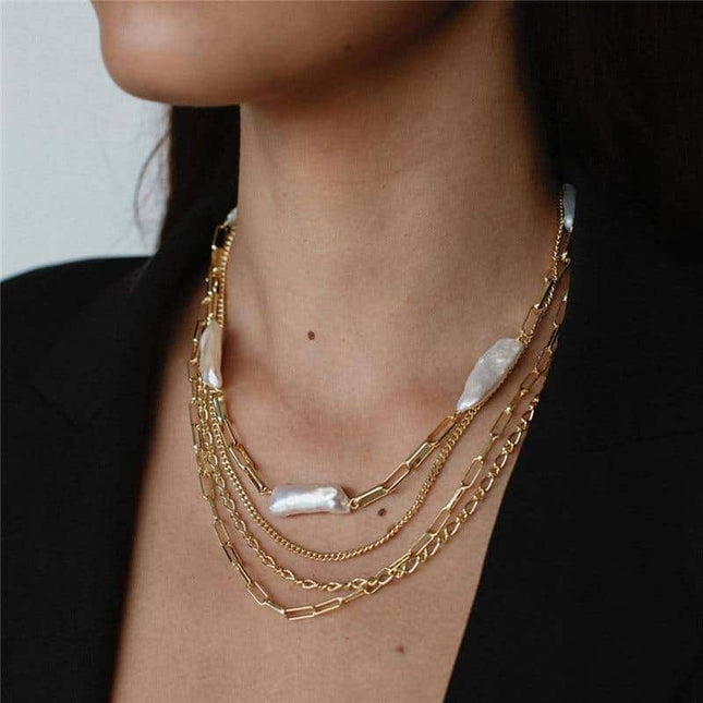 Women's Pearl and Chain Necklace - wnkrs