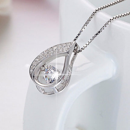 Teardrop Design Sterling Silver Women's Pendant Necklace - wnkrs