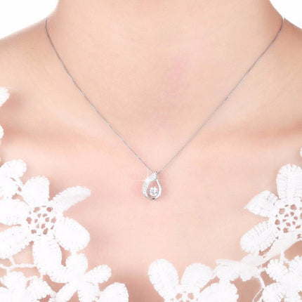 Teardrop Design Sterling Silver Women's Pendant Necklace - wnkrs