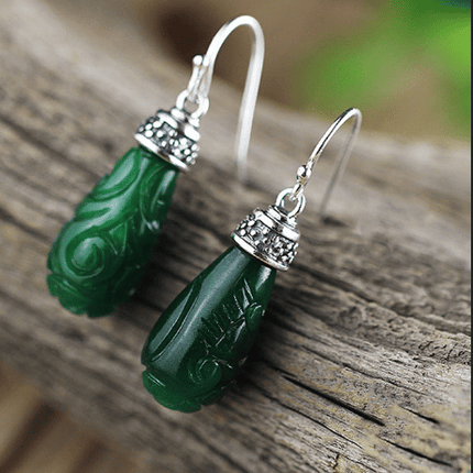 Ethnic Green Jade Earrings - wnkrs