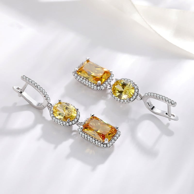 925 Silver Pink or Yellow Drop Earrings