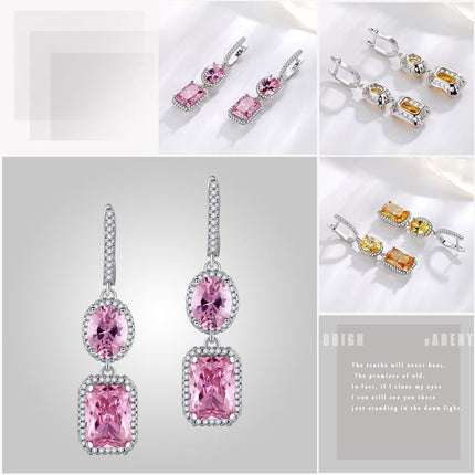 925 Silver Women's Clip Earrings in Pink and Yellow - wnkrs