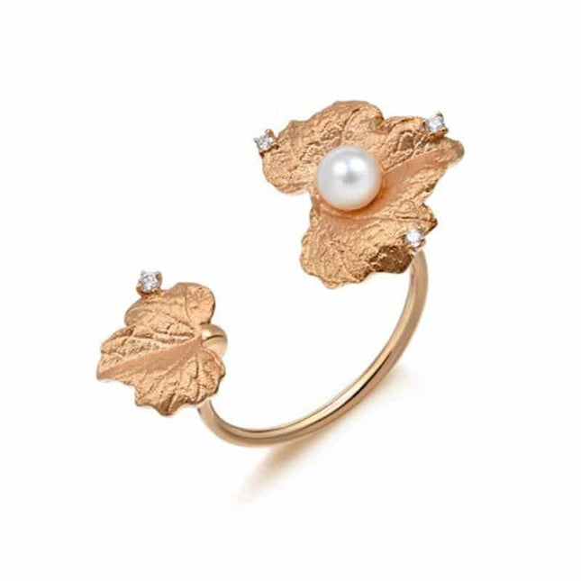 Genuine 14K Rose Gold Ring with Pearl for Women - Wnkrs