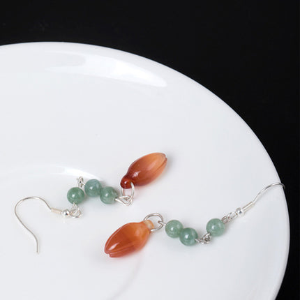 Natural Jade Flower Drop Earrings - wnkrs