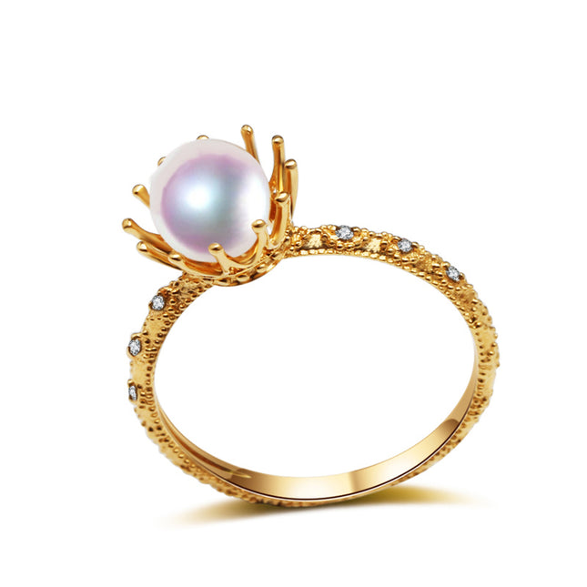 18k Gold Engagement Pearl Ring for Women - wnkrs