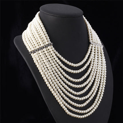 Fashion African Multilayered Simulated Pearl Statement Necklace - wnkrs