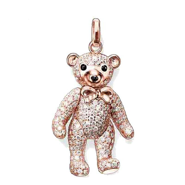 Pure Rhinestone Decorated Teddy Bear Pendant - wnkrs