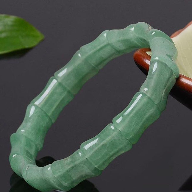 Natural Green Jade Bamboo Shaped Bracelet - wnkrs