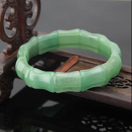 Natural Green Jade Bamboo Shaped Bracelet - wnkrs