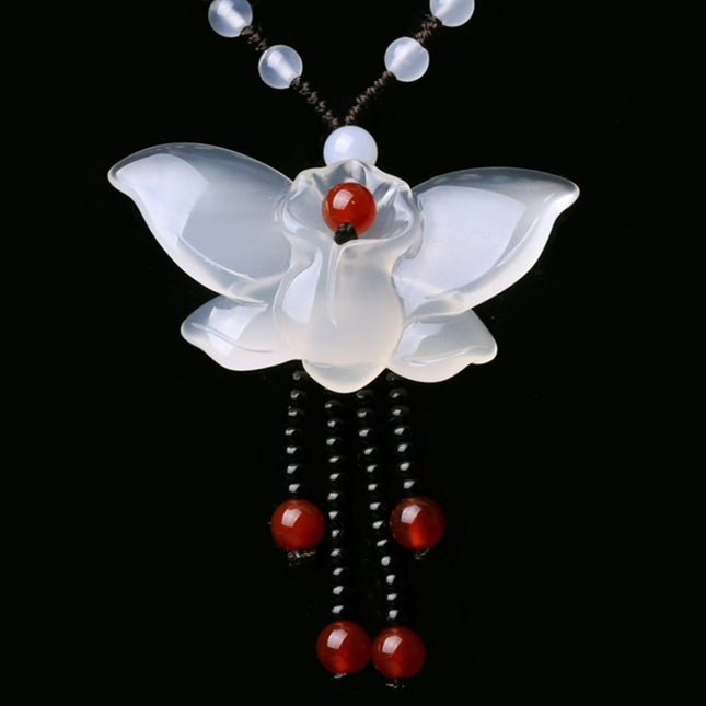 Natural White Jade Butterfly Pendant - Wnkrs