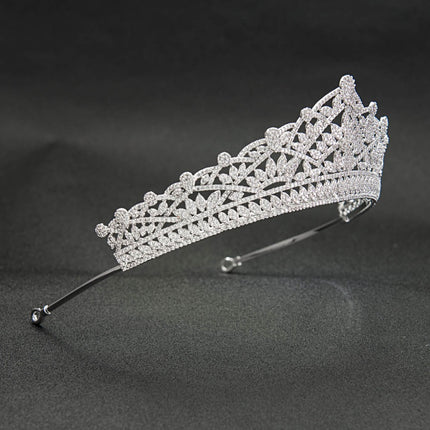 Classic Cubic Zirconia Bridal Silver Tiara - wnkrs