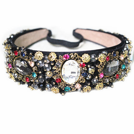 Luxurious Baroque Style Headband with Rhinestones - Wnkrs