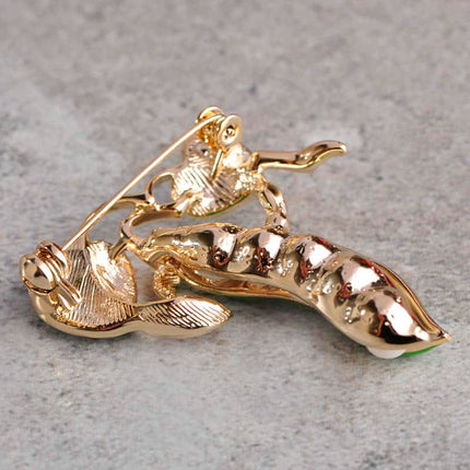 Cute Green Pea Shaped Metal Women's Brooch - Wnkrs