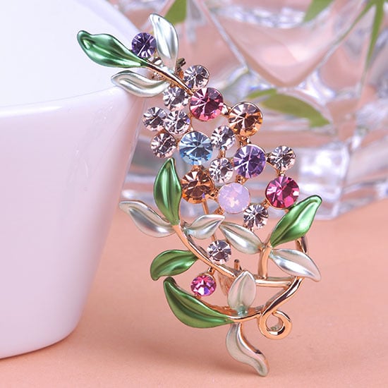 Luxury Floral Colorful Crystal Brooch - Wnkrs
