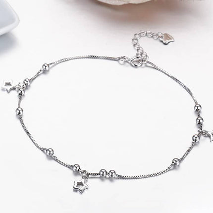 Silver Anklet with Star Charms - wnkrs