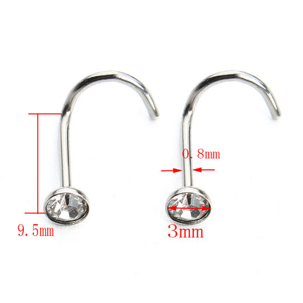 Fashion Rhinestone Stainless Steel Nose Piercing Jewelry - Wnkrs