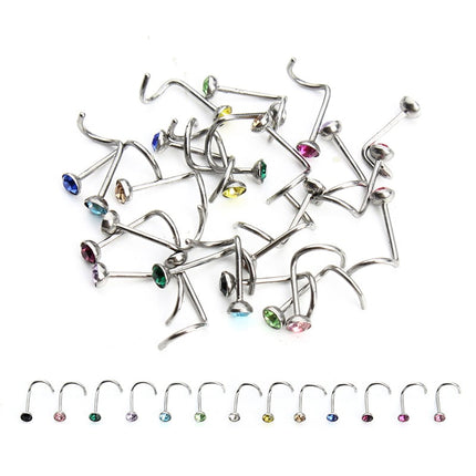 Fashion Rhinestone Stainless Steel Nose Piercing Jewelry - Wnkrs