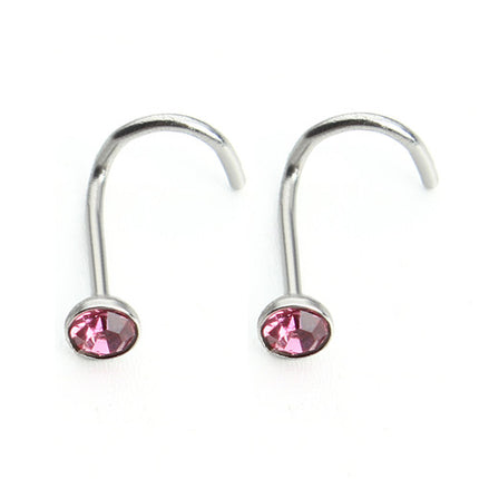 Fashion Rhinestone Stainless Steel Nose Piercing Jewelry - Wnkrs