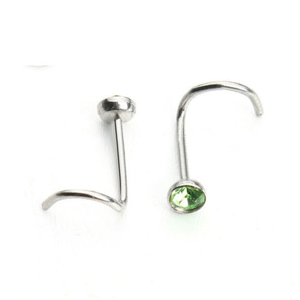 Fashion Rhinestone Stainless Steel Nose Piercing Jewelry - Wnkrs