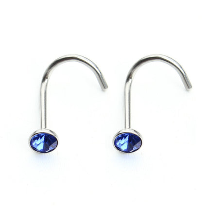 Fashion Rhinestone Stainless Steel Nose Piercing Jewelry - Wnkrs