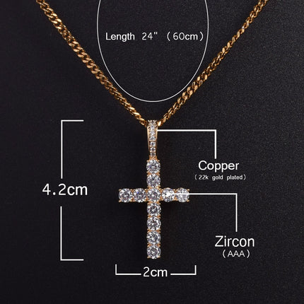 Men's Cross Shaped Rhinestones Decorated Pendant Necklace - Wnkrs