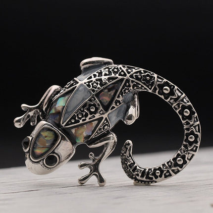 Antique Silver Vintage Brooches with Lizard Silhouette for Women and Men - Wnkrs
