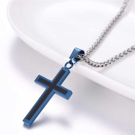 Enamel Cross Design Steel Men's Pendant Necklace - Wnkrs