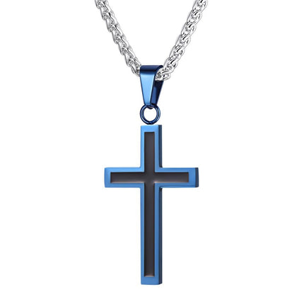 Enamel Cross Design Steel Men's Pendant Necklace - Wnkrs