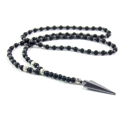 Matte Black Onyx Beaded Necklace - Wnkrs