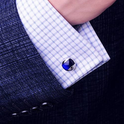 Men's Blue Button Cuff Links - Wnkrs