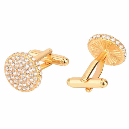 Men's Round Crystal Patterned Cuff Links - Wnkrs