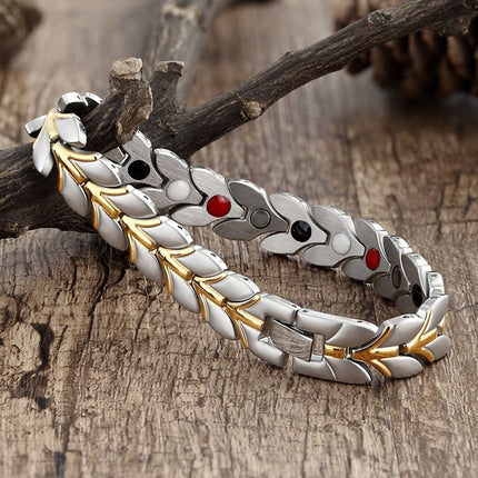 Men's Silver Leaves Magnetic Bracelet - Wnkrs