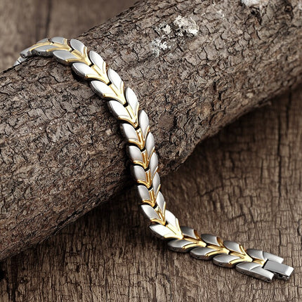Men's Silver Leaves Magnetic Bracelet - Wnkrs