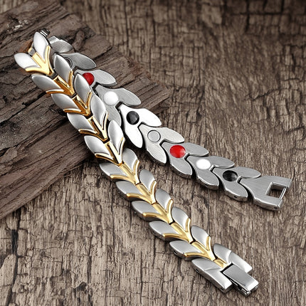 Men's Silver Leaves Magnetic Bracelet - Wnkrs