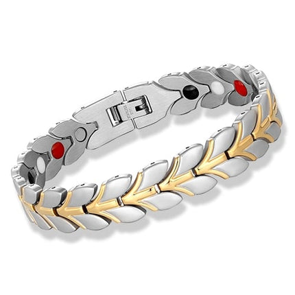 Men's Silver Leaves Magnetic Bracelet - Wnkrs